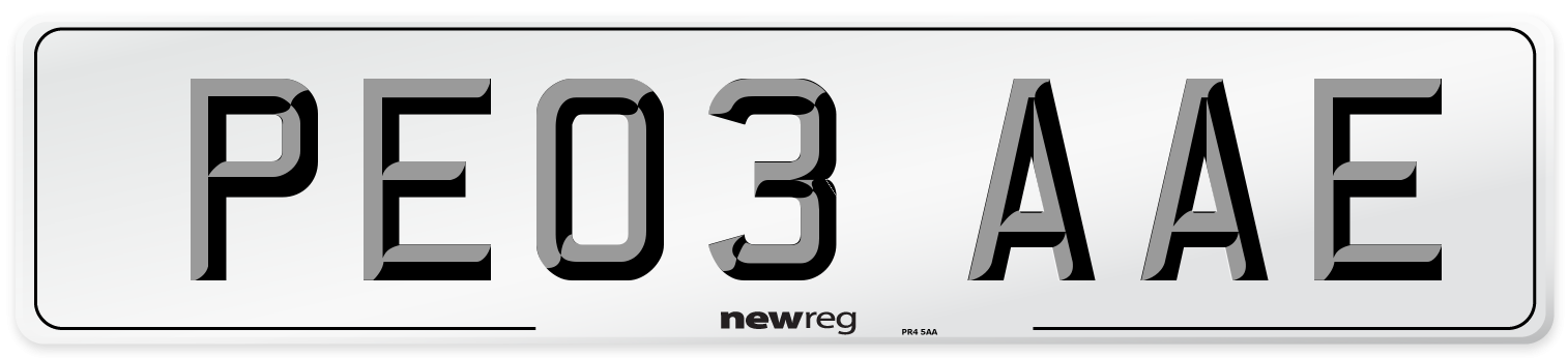 PE03 AAE Number Plate from New Reg